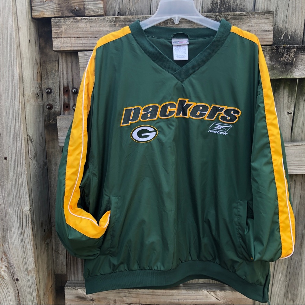 Reebok NFL Green Bay Packers Pullover Windbreaker Shirt Jacket Size XL